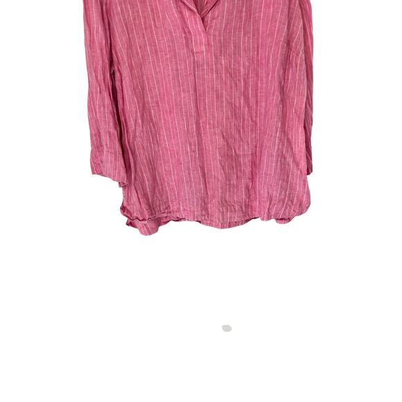 Charter Club Pink White Plus Striped Lagenlook Relaxed‎ Linen Blouse Size 2X - Picture 5 of 11